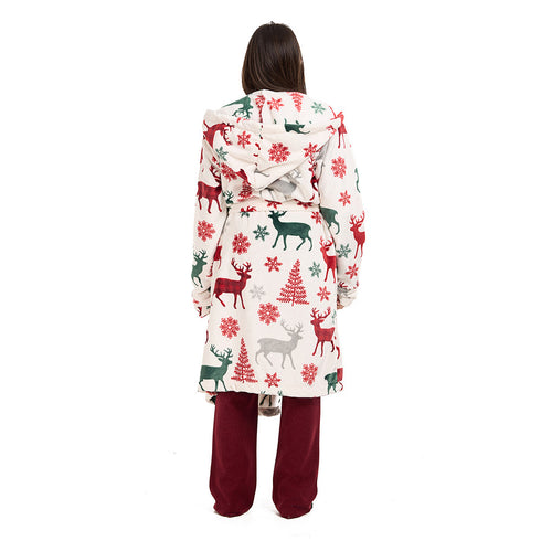 Snuggs Blanket Robe White Deer Christmas